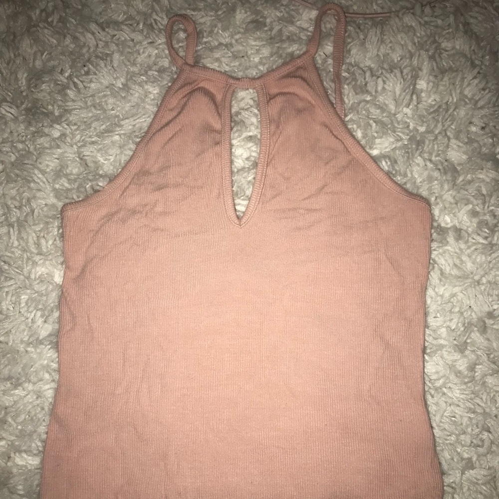 pink key hole tank top